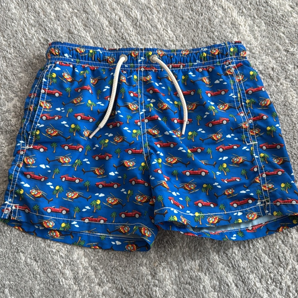 MC2 Saint Barth Blue Swim Trunks with Red Car Print